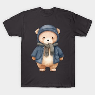 fat bear wearing a winter scarf T-Shirt